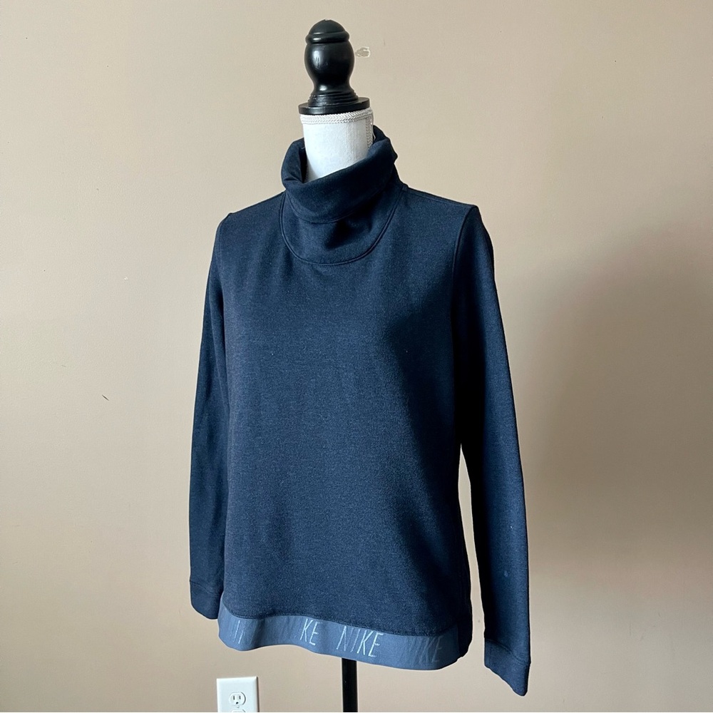 NIKE | Navy Blue Fleece Lined Cowl Neck Sweatshirt Sz L - Picture 5 of 12